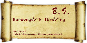 Borovnyák Ibrány névjegykártya